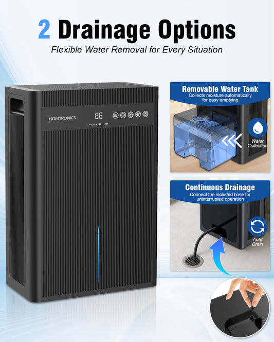 101OZ Dehumidifiers for Home,3L Water Tank,12-84 Hour Timer | Continuous Drain Hose,7-Color LED Light,Auto Shut-Off,35dB Quiet Dehumidifier Perfect for Bedroom,Bathroom,Basement