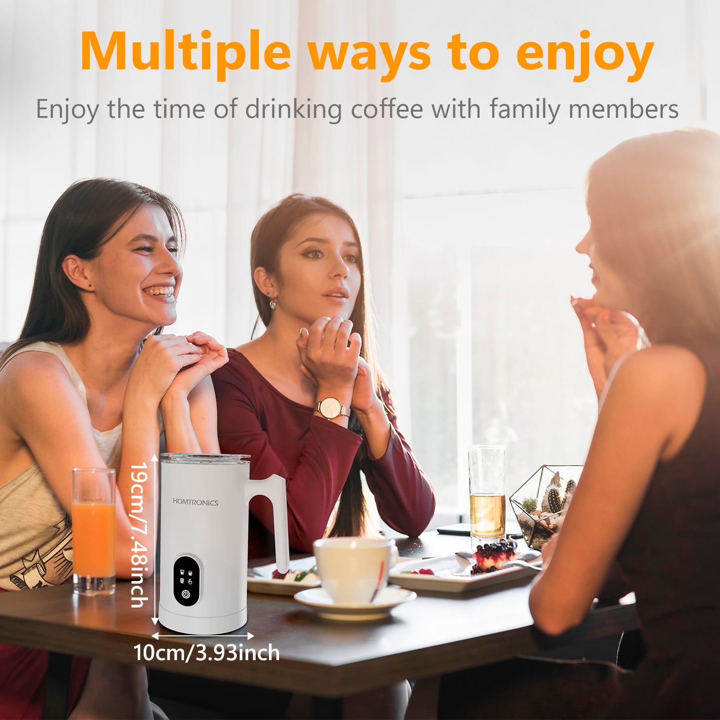 Homtronics 4 in 1 14.5 oz/430ml Electric Milk Frother and Steamer