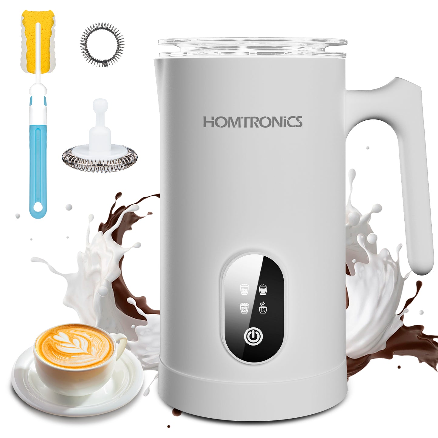 Homtronics 4 in 1 14.5 oz/430ml Electric Milk Frother and Steamer