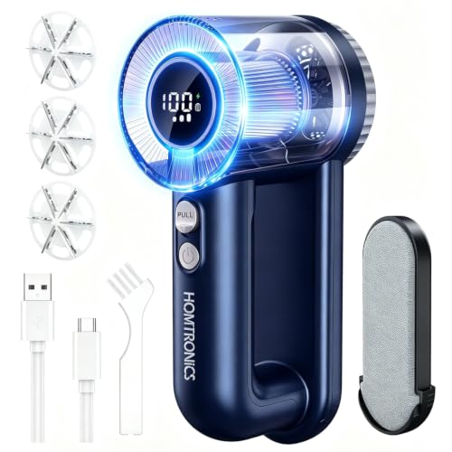 Rechargeable 2-in-1 Lint Remover with Digital LED Display-Blue