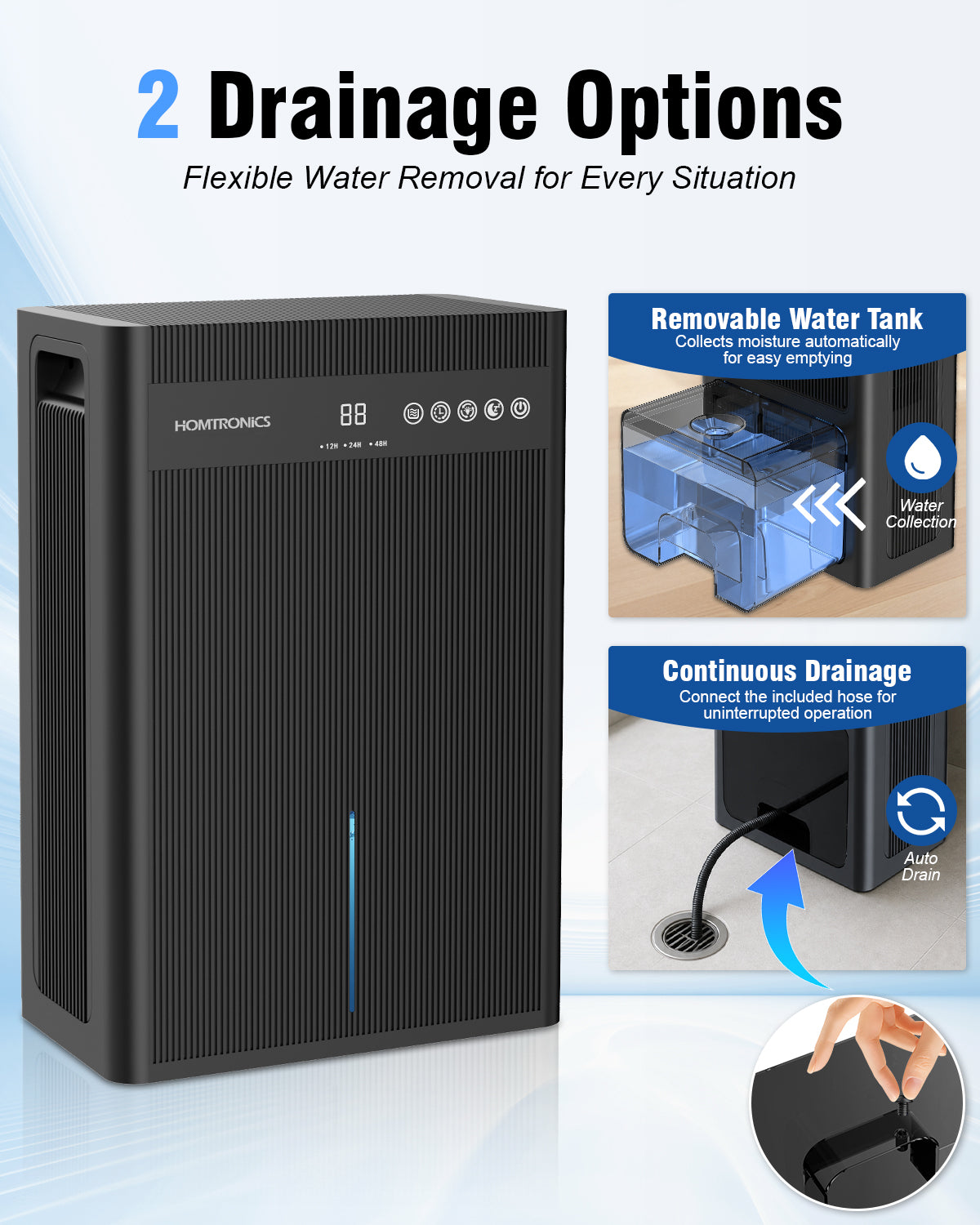 101OZ Dehumidifiers for Home,3L Water Tank,12-84 Hour Timer | Continuous Drain Hose,7-Color LED Light,Auto Shut-Off,35dB Quiet Dehumidifier Perfect for Bedroom,Bathroom,Basement