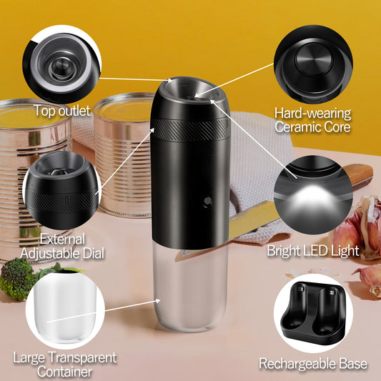 Homtronics 176ml Capacity Electric Salt and Pepper Grinder Set