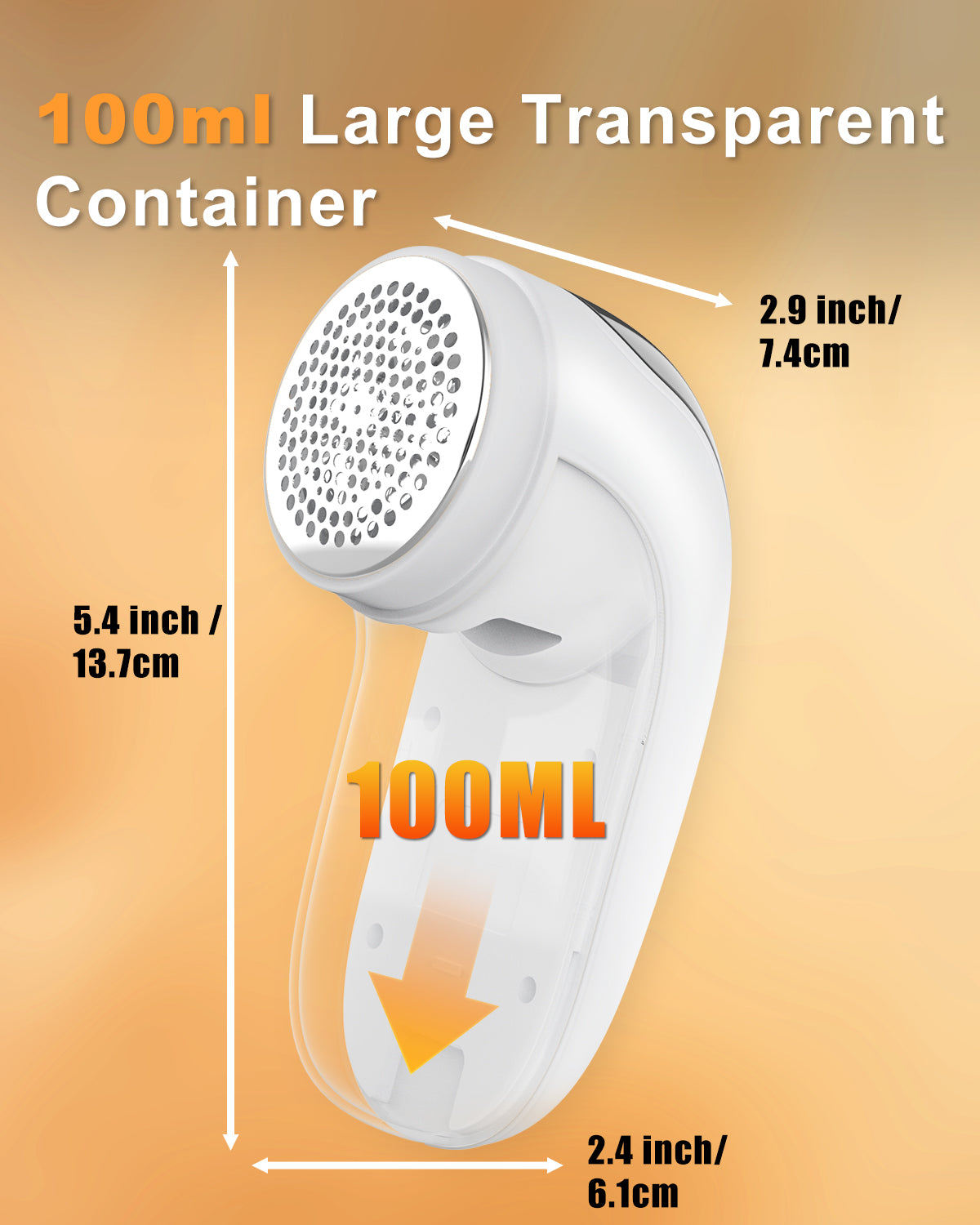 Rechargeable Fabric Shaver, [Highly Efficient] Homtronics Lint Remover with 3 Stainless Steel 6-Leaf Blades, 3 Speeds, Lint Shaver with LED Battery Display - White