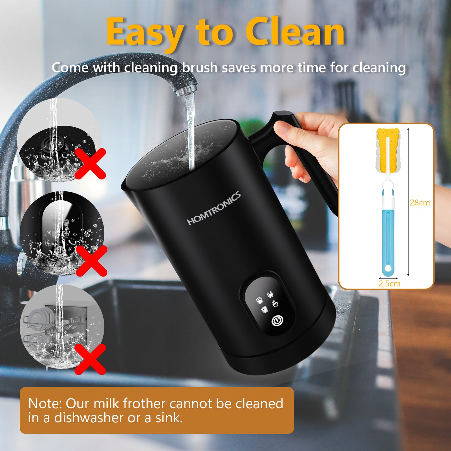 Homtronics 4 in 1 14.5 oz/430ml Electric Milk Frother and Steamer