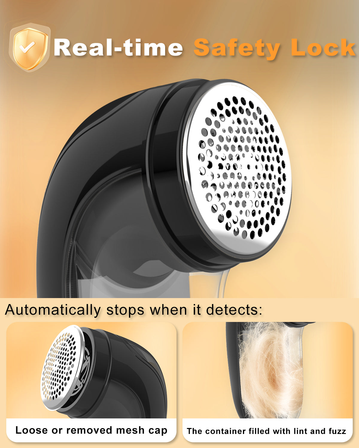 Rechargeable Fabric Shaver, [Highly Efficient] Homtronics Lint Remover with 3 Stainless Steel 6-Leaf Blades, 3 Speeds, Lint Shaver with LED Battery Display [Black]