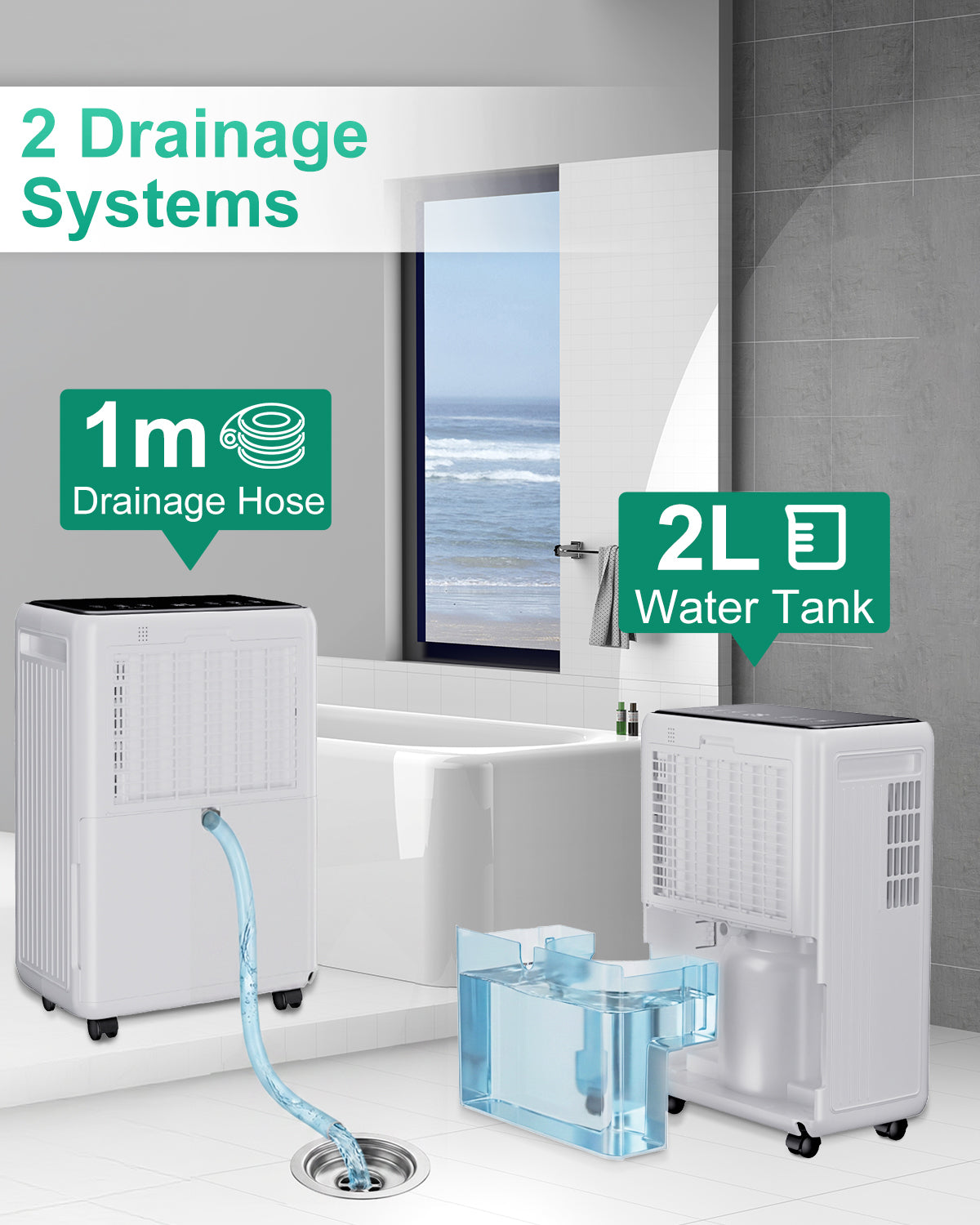 30 Pint Dehumidifier for Basement, Energy Save & 34dB Ultra-Quiet, Smart Humidity Control, Continuous Drain Hose, 3 Modes, 24H Timer, Auto Defrost, Suitable for Large Bedroom, Bathroom