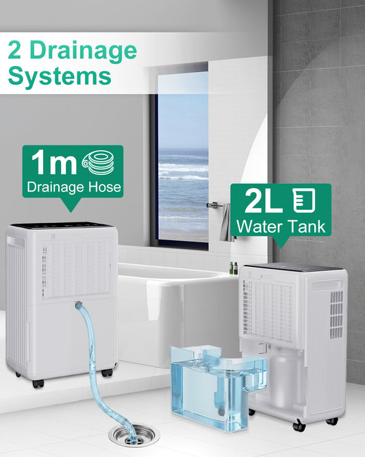 30 Pint Dehumidifier for Basement, Energy Save & 34dB Ultra-Quiet, Smart Humidity Control, Continuous Drain Hose, 3 Modes, 24H Timer, Auto Defrost, Suitable for Large Bedroom, Bathroom