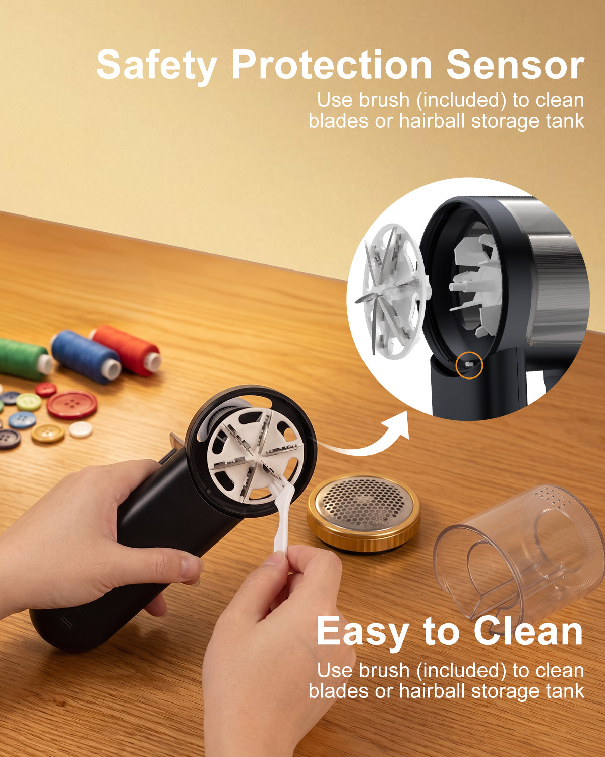 2-in-1 Rechargeable Fabric Shaver with Digital LED Display-Gold