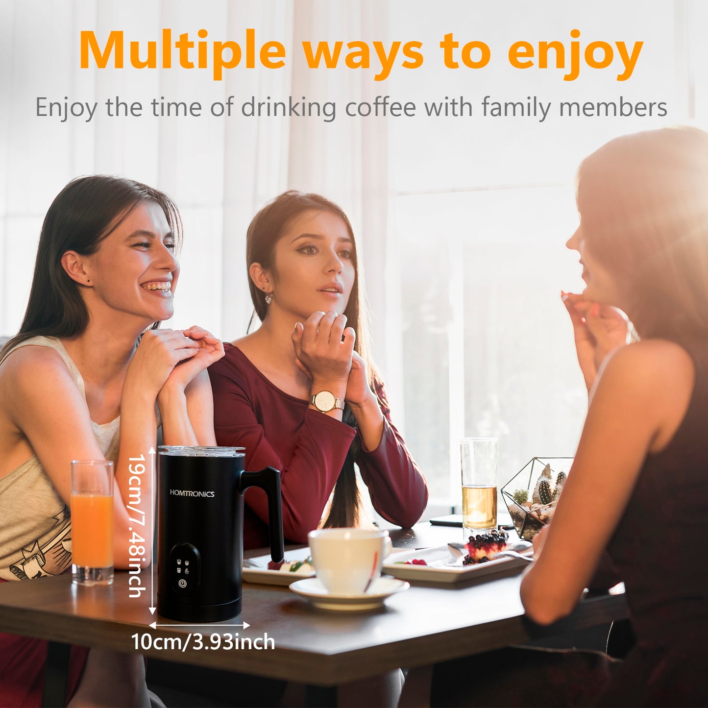 Homtronics 4 in 1 14.5 oz/430ml Electric Milk Frother and Steamer