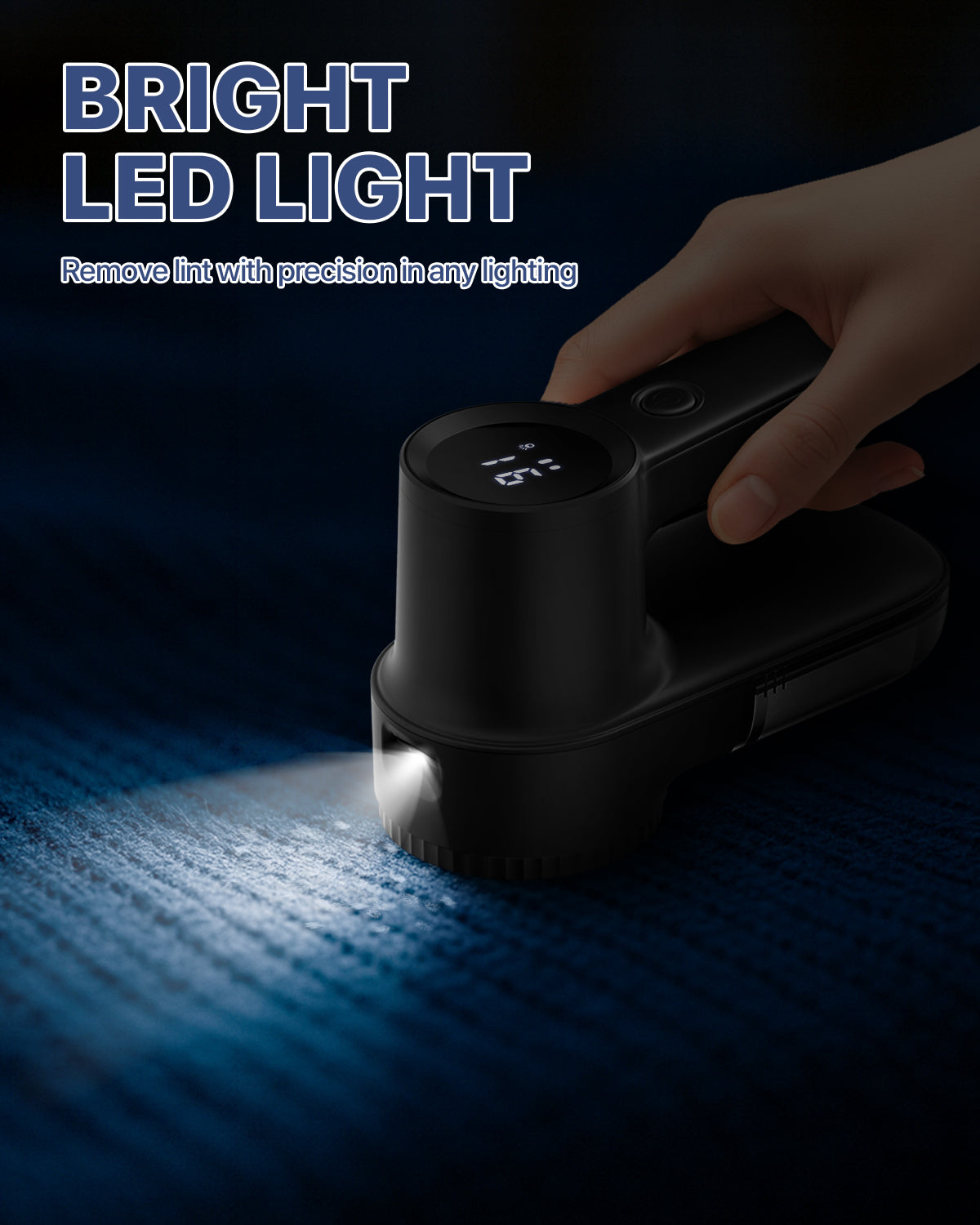Large Electric Lint Remover, [Highly Efficient] Lint Shaver with LED Light, Digital Display, Adjustable 3-Speed, 6-Leaf Blade, Rechargeable Fabric Shaver for Clothes, Sweater, Couch