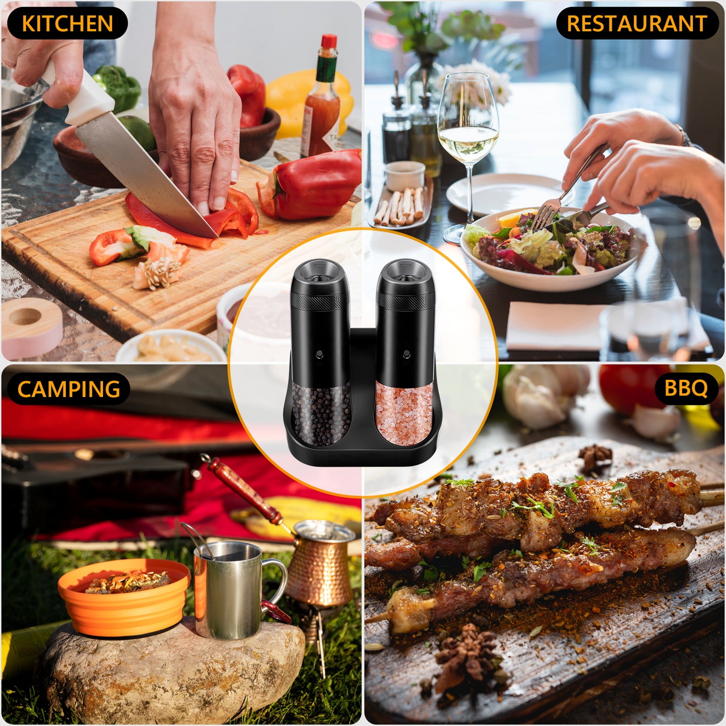 Homtronics 176ml Capacity Electric Salt and Pepper Grinder Set