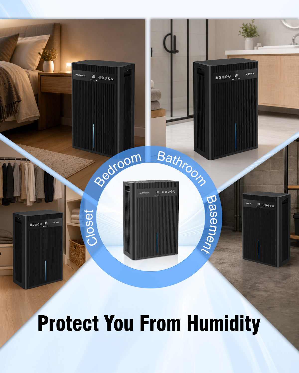 101OZ Dehumidifiers for Home,3L Water Tank,12-84 Hour Timer | Continuous Drain Hose,7-Color LED Light,Auto Shut-Off,35dB Quiet Dehumidifier Perfect for Bedroom,Bathroom,Basement