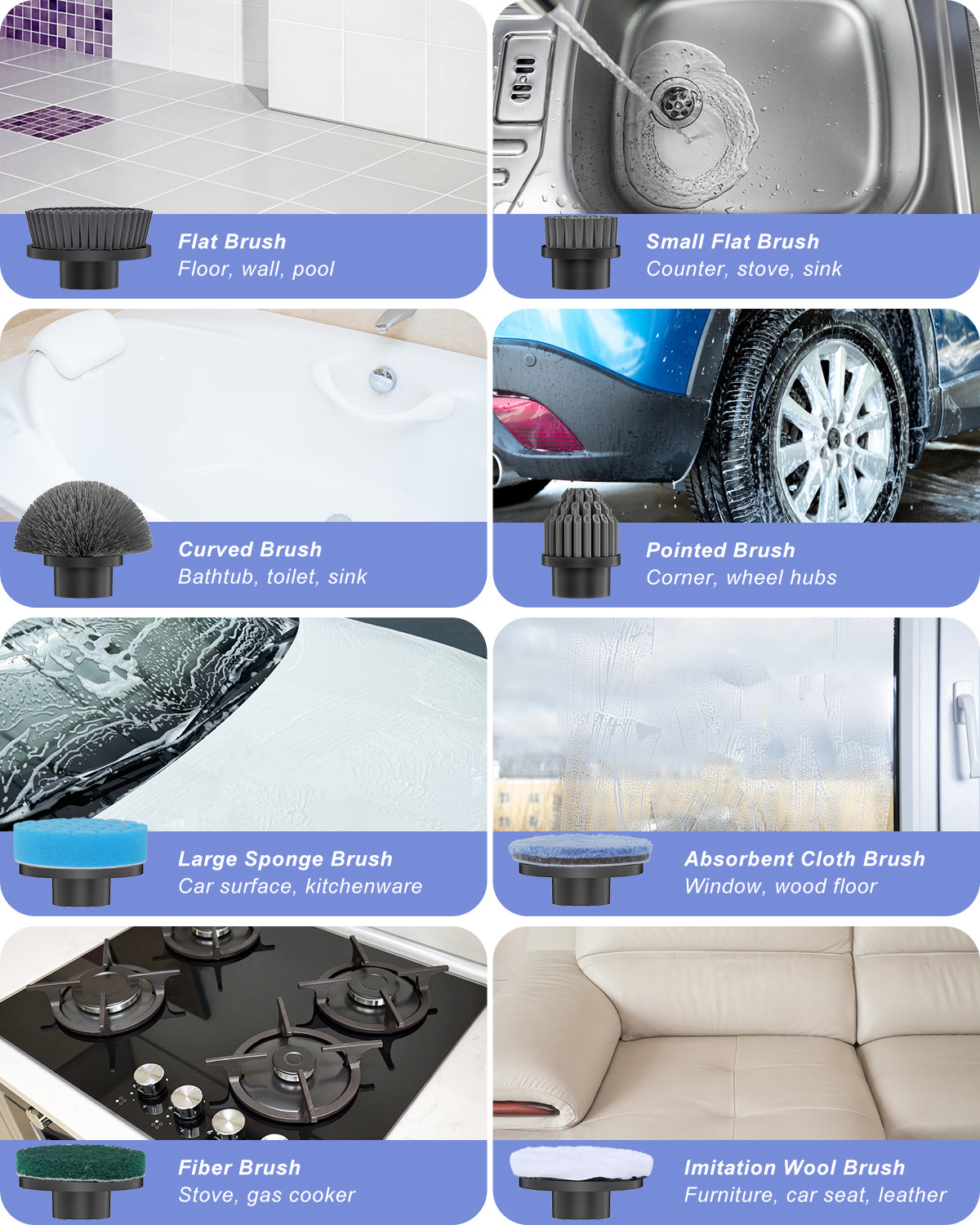 Electric Cleaning Brush, [IPX8 Waterproof] Homtronics Rotating Cleaning Brush, Folding Design, with Telescopic Rod and 8 Accessories Heads for Bathroom, Car, Window, Shower