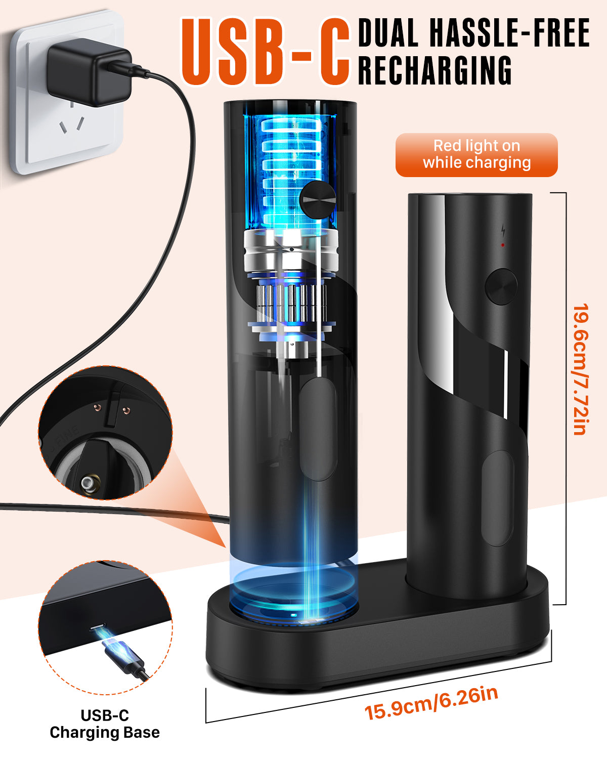 Homtronic 110 ml Electric Salt and Pepper Grinder Set