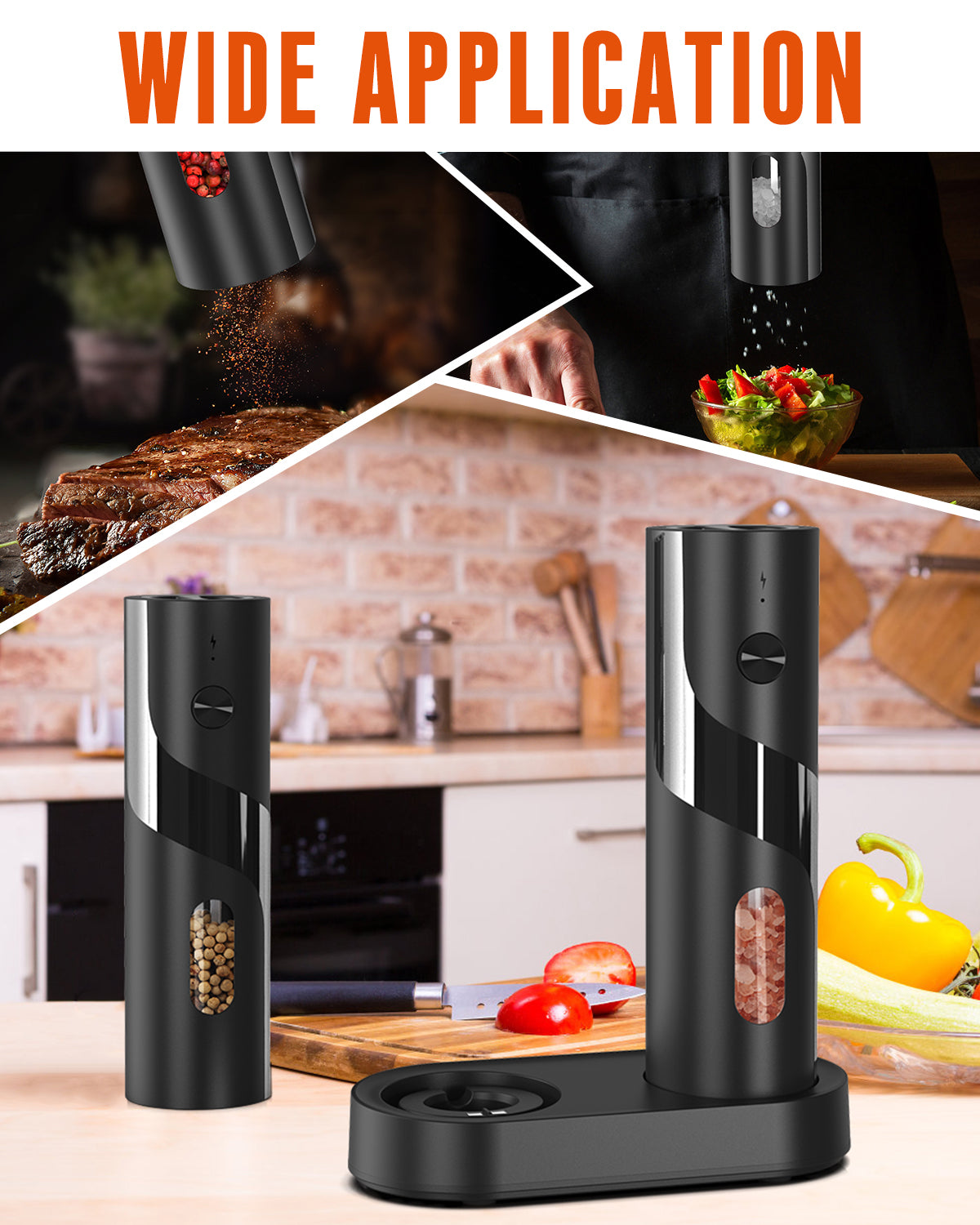 Homtronic 110 ml Electric Salt and Pepper Grinder Set