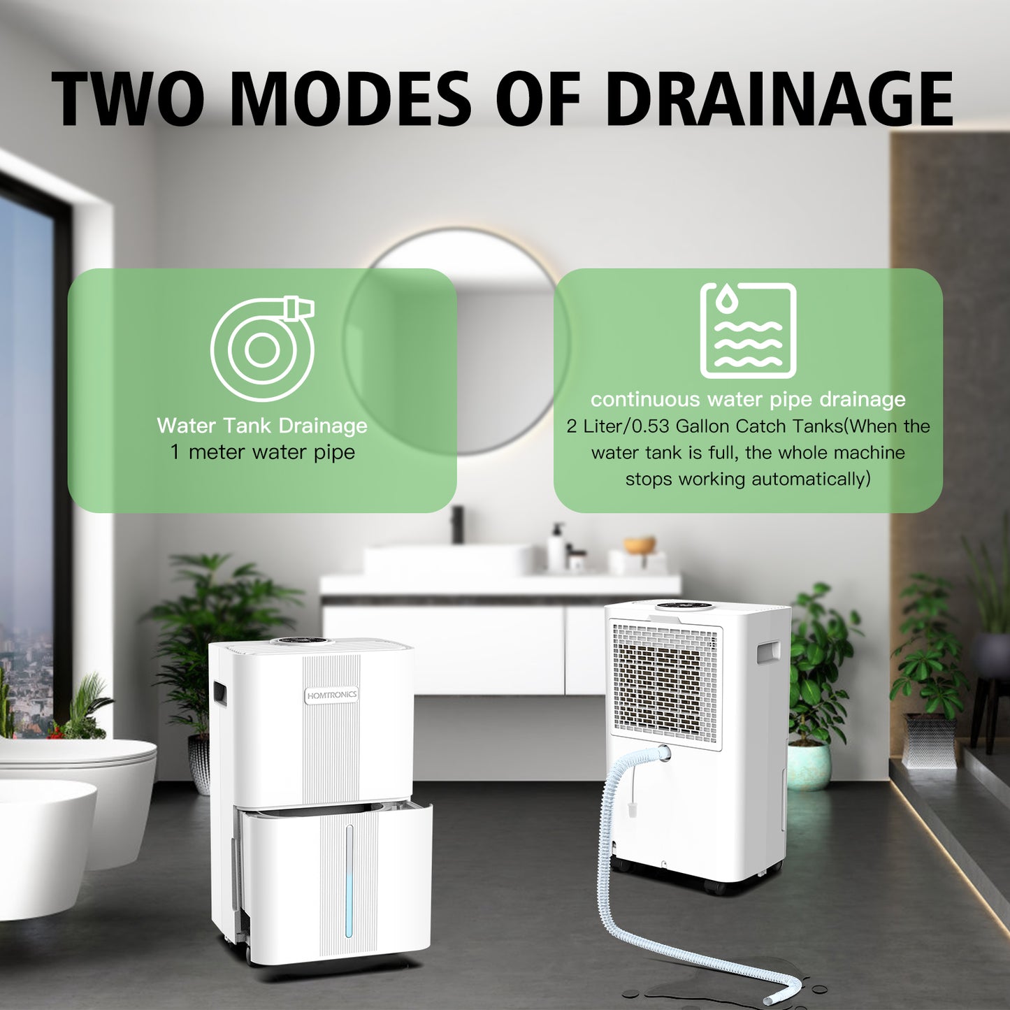 21 Pints Dehumidifier with Drain Hose, [Silent & Energy Save] Dehumidifier for Basement with 3 Modes, Smart Humidity Control, 24 Hour Timer, Suitable for Bedroom, Bathroom, RV