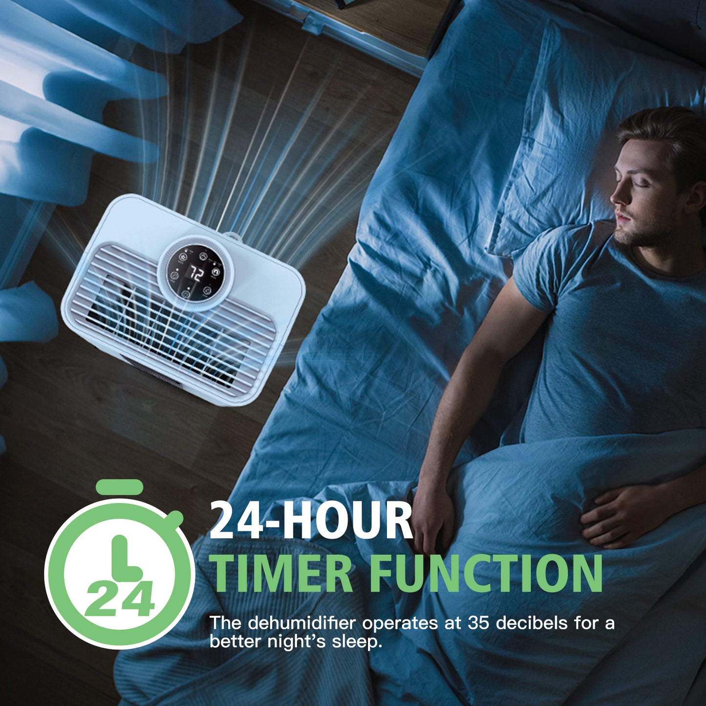 21 Pints Dehumidifier with Drain Hose, [Silent & Energy Save] Dehumidifier for Basement with 3 Modes, Smart Humidity Control, 24 Hour Timer, Suitable for Bedroom, Bathroom, RV